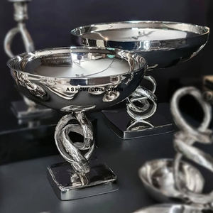 Tazón de plata hecho a mano con niquelado brillante 2025, decoración de Metal para el hogar, oficina, cocina, Frutero de diseñador de Metal de alta calidad - Product Image 3