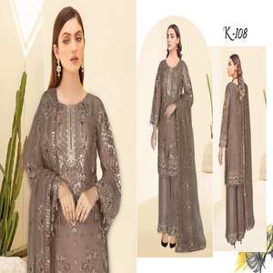 Ramsha ชุดเสื้อผ้าชีฟอง3ชิ้นหรูหรา, ชุดเสื้อผ้าสำหรับงานแต่งงานซาลาซาริคาเมซ - Product Image 6