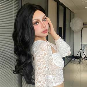 Ciera H-DWY Transparent Lace Front Long Wavy <b>Brown</b> Glueless Synthetic <b>Wig</b> Middle Part - Product Image 3