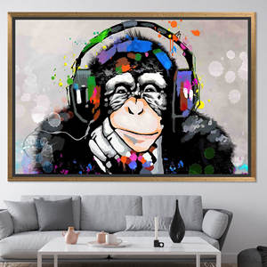 Vibrant Monkey Print <b>Canvas</b>: Bold <b>Animal</b> Artwork for Modern Decor,GOLD FRAMED <b>CANVAS</b> - Product Image 1