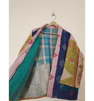 Nouvelle veste ethnique indienne faite à la main en coton fin tissé, style Gudari, finition vintage Kantha, réversible, longue, pour femmes