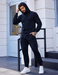 Ensemble de survêtement technique de luxe 500 GSM pour homme, sweat à capuche et pantalon zippés, combinaison de couleurs noir et or, impression personnalisée, vêtements de sport - Product Image 4
