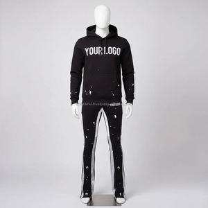 Conjunto Deportivo Personalizado con Estampado de Marca, Resistente al Viento, Transpirable, 100% Algodón, Talla Grande, para Hombre, Estilo Urbano, con Capucha, Color Sólido - Product Image 1