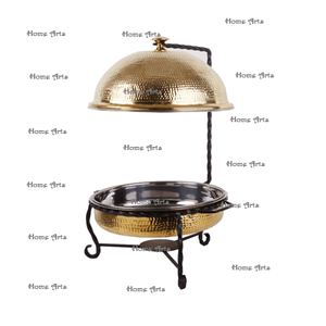 Plato para Calentar Alimentos de Cobre Martillado con Soporte de Hierro, Plato para Calentar de Primera Calidad con Forma Redonda, Más Vendido - Product Image 2