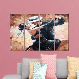 Lienzo de Arte Moderno - Impresión en Tono Marrón de Elegantes Bailarines de Tango, 4P: Enmarcado en Galería - Product Image 1