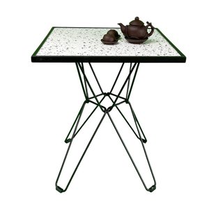 Table basse carrée de style ferme moderne pour salon, plateau en céramique durable, pieds en fer, design convertible - LAP CFD68101 - Product Image 1