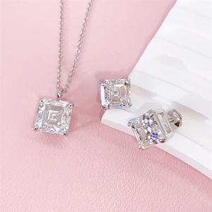 1.75 TCW Asscher coupe ensemble de bijoux Moissanite pendentif ensemble pour femmes/Minimal délicat diamant anniversaire cadeau pendentif collier - Product Image 1