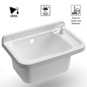 Évier mural commercial avec distributeur pour extérieur 50x35x24 - Product Image 3