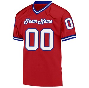 Camiseta de Fútbol Retro Roja con Cuello en V, Personalizada, 100% Poliéster, Impresión por Transferencia de Calor, Tallas Grandes, Nombre del Equipo Personalizado - Product Image 1