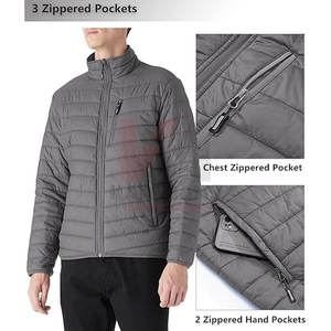 Chaqueta de invierno hinchada con aislamiento para hombre, ligera, para viajes, resistente al agua, OEM, estampado de pantalla de hojaldre, bordado personalizado - Product Image 2