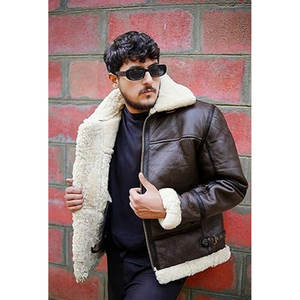 Chaqueta de bombardero para hombre, chaqueta de cuero de piel de oveja Real de aviador, abrigo de invierno clásico de piloto de vuelo de la Segunda Guerra Mundial, forro de piel cálido - Product Image 6