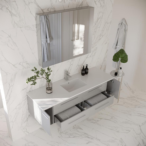 Gabinetes de baño de madera blancos compactos de estilo moderno, muebles para el hogar listos para montar, tocadores para dormitorio para hoteles privados - Product Image 1