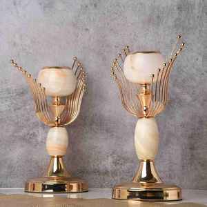 เชิงเทียนประดับมุกแบบเรียวเล็กและแบบพรีเมี่ยมเชิงเทียนมุกเชิงเทียนหินอ่อนที่วางเทียนหินอ่อนสำเนียงการตกแต่งที่ทันสมัย - Product Image 5