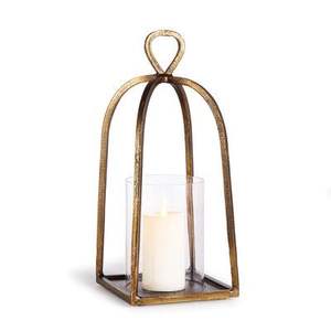 Modern Gold Metal Wire Candle Lantern with Hurricane Glass Cylinder Iron <b>Pillar</b> Candle Holder Wedding Centerpiece & Home Decor - Product Image 1