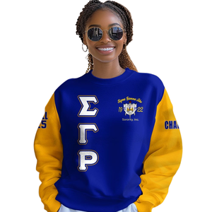 Sweat-shirt à col rond Sigma Gamma Rho 1922 Sorority Bleu Or Vêtement en polaire de qualité supérieure Pull grec Vêtement d'hiver Cadeau pour femme Style - Product Image 4