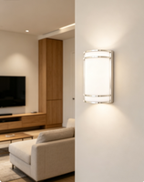 Applique murale LED HILUX R1 - CCT sélectionnable, intensité variable, finition nickel satiné, abat-jour en acrylique blanc, design contemporain pour chambre et maison