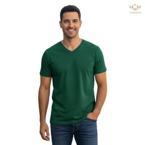 Camiseta Básica de Cuello en V para Hombre, de la Mejor Calidad, Mezcla de Algodón Suave, Color Sólido, Logotipo Personalizado, Estilo Casual, Venta al por Mayor, OEM, Yokebud, Talla Grande - Product Image 3