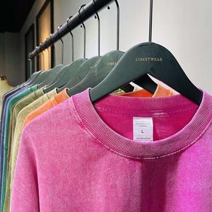 Alta calidad Color sólido logotipo personalizado Streetwear Vintage de gran tamaño hombro caído Unisex cuello redondo manga Regular 100% algodón - Product Image 4