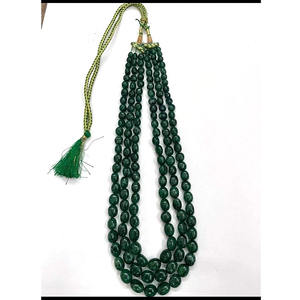 Beryl émeraude lisse pépite perles collier 3 couches fait à la main pierre précieuse perles déclaration Boho perles de pierre naturelle collier épais - Product Image 1