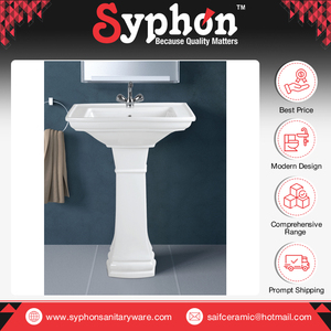 Bulk Quantity Supplier of Premium Quality Modern Design White Ceramic Hand Wash <b>Basin</b> with Pedestal for Kitchen and Bathroom - Product Image 2