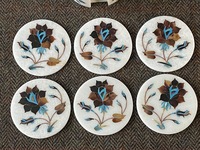 Lot de sous-verres de luxe portables et durables en marbre incrusté, faits à la main, écologiques, pour la maison, le bureau et l'hôtellerie - S.Kumar Sons