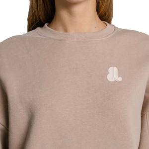 Sudadera de poliéster/algodón de gran tamaño de alta calidad para mujer, venta al por mayor, decoración de Bordado de lana pesada, hombro caído - Product Image 3