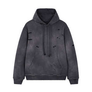 Sweat à capuche en polaire léger personnalisé en gros, patchwork, multicolores, épaules tombantes, design ample, taille plus, sweat à capuche pour hommes - Product Image 1