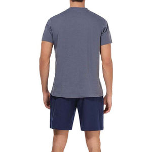 <b>Men's</b> Pajamas <b>Shorts</b> Set Summer Sleepwear Breathable Quick Dry Cotton Polyester <b>Short</b> Sleeve Lounge <b>PJ</b> Set with OEM Service - Product Image 4