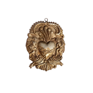 Coeur sacré en métal fini antique suspendu coeur sacré Milagros pour décoration murale cadeau catholique et décoration - Product Image 5