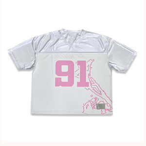 เสื้อเจอร์ซีย์ใส่เล่นฟุตบอลอเมริกันเสื้อรักบี้ทรงหลวมสไตล์ย้อนยุคเสื้อเจอร์ซีย์ตาข่ายคอวีออกแบบได้ตามต้องการฤดูร้อน - Product Image 3