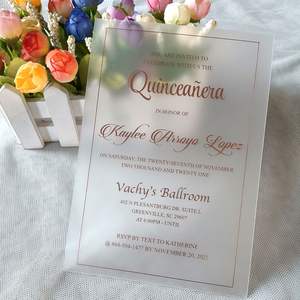 2mm 5x7 pouces feuille d'or rose estampage givré acrylique invitations de <span class=keywords><strong>mariage</strong></span> translucide Quinceanera <span class=keywords><strong>plexiglas</strong></span> invite pour 15 ans - Product Image 5