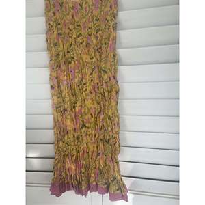 Wildflower Floral Embroidery <b>Skirt</b> <b>Elastic</b> Waist Soft Breathable Chiffon Knitted Fabric Casual Short Panel for Summer Season XS - Product Image 1