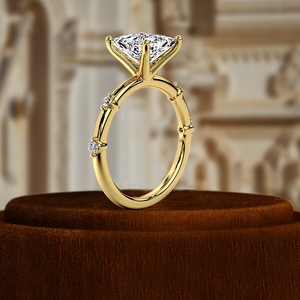 Anillo de Compromiso con Diamante Cultivado en Laboratorio con Corte Princesa de 1 Quilate, Certificado por IGI, Anillo de Bodas de Oro Amarillo de 14k para Regalo de Aniversario - Product Image 3