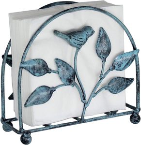 Porte-serviettes élégant en métal bleu antique Accessoire de table élégant pour la cuisine et les repas Design durable et nouveau - Product Image 1