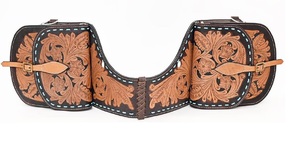 Superventas de alta calidad de cuero genuino Western Trail Tooling Carving Horse Saddle Bag - Product Image 4