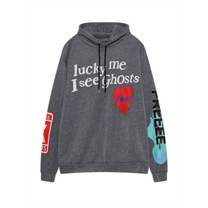 Sudadera con capucha unisex de forro polar grueso con cremallera completa, efecto desgastado, gráfico en relieve, transpirable, con cordón, estilo urbano y ribetes. - Product Image 6