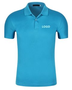 Polo personnalisé pour homme, bleu ciel, manches courtes, respirant, en tissu piqué de polyester et de coton, logo personnalisé, vêtements de travail décontractés, uniforme OEM - Product Image 1