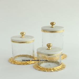 Nouveaux derniers bidons de concepteur bidons en métal de première qualité bidons décoratifs de cuisine bidons en métal doré et en verre - Product Image 3