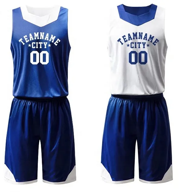 Jersey basket motif sublimasi desain baru buatan pabrik layanan ODM Jersey basket murah biru kosong dewasa dan anak muda