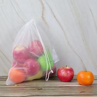 Sac filet portable en nylon écologique, tailles et compartiments personnalisables, lavable, recyclable, multi-usages, pour emballage promotionnel de cosmétiques
