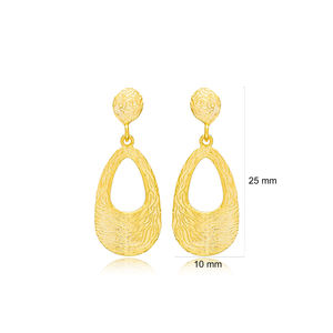 Con textura delicada forma única pendientes de gota hecho a mano de Plata de Ley 925 de la joyería para las mujeres - Product Image 2