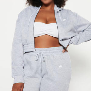 Sudadera de Manga Larga 100% Algodón para Mujer, Color Sólido Personalizado, Top Corto con Capucha, Sudaderas Cortas con Capucha OEM para Invierno, Venta al Por Mayor - Product Image 3