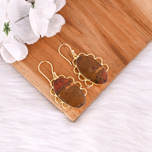 ต่างหูชุบทองคำแท้สีเหลืองขายดี ประดับด้วยพลอยมาลินกา แจสเปอร์ ต่างหูแฟชั่นสไตล์โบฮีเมียน ต่างหูโดดเด่น ผู้ผลิตขายส่ง - Product Image 2