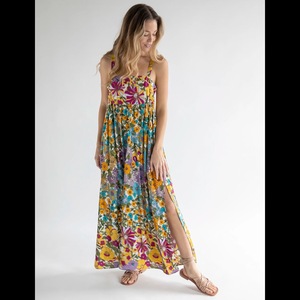 Attractive Bohemian Rayon Printed Maxi <b>Dress</b> <b>Long</b> Sleeves V- Neck Holiday Casual Midi Length <b>Dress</b> for Women - Product Image 1