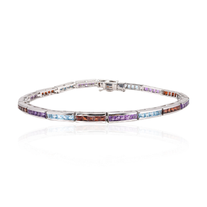 Best Seller Trendy <b>Fine</b> <b>Silver</b> Tennis Bracelet Multi-Gemstone Stackable Channel Setting Daily Wear <b>Fine</b> <b>Chain</b> Link Bracelets for - Product Image 1