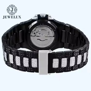 Montre à mouvement à quartz noir de qualité supérieure Montre analogique en diamant moissanite glacé avec fermoir caché Cadran en verre de luxe - Product Image 4