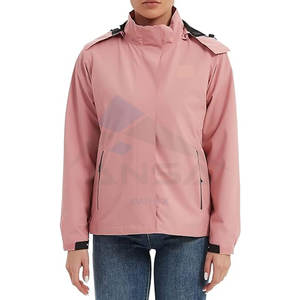 Impermeable Ligero con Capucha para Mujer, Chaqueta de Senderismo, Cortavientos, Ropa Exterior, Color Rosa - Product Image 2