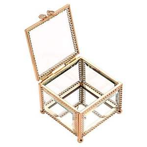 Boîte à bijoux compacte en métal et en verre, parfaite pour les petits accessoires, étui de rangement pour bijoux de voyage - Product Image 4