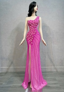 OEM Luxury Vintage Modern <b>Pink</b> Evening Mermaid Dress V-Neck Princess Long Skirt <b>Lace</b> Beading Decorations Handmade Plus Wedding - Product Image 3
