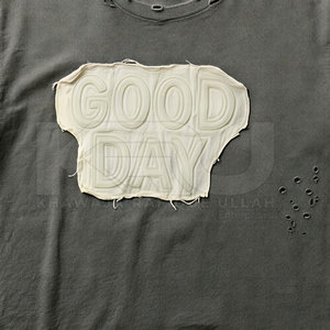 Camiseta de Hombre de Alta Calidad, Talla Grande, Tejida, con Bordado Desgastado y Efecto Lavado, Tejido Resistente, Ecológico y Transpirable - Product Image 5